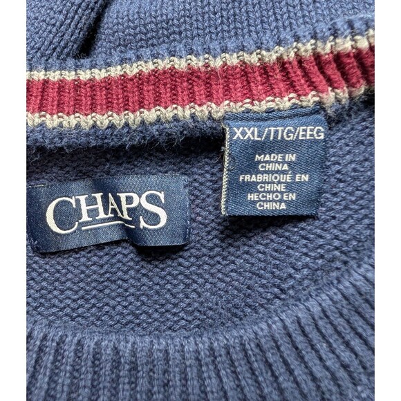 Vintage Chaps Men's Size XXL Navy Pullover Sweater Crest Preppy Classic - Picture 4 of 10